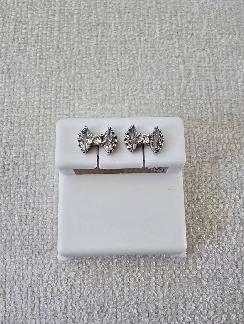 Sterling Silver Bow Cubic Zirconia Stud Earrings
